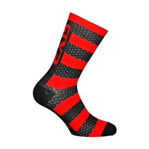 SIX2 Klasszikus kerékpáros zokni - LUXURY MERINO - fekete/piros