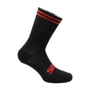 SIX2 Klasszikus kerékpáros zokni - MERINO WOOL - fekete/piros