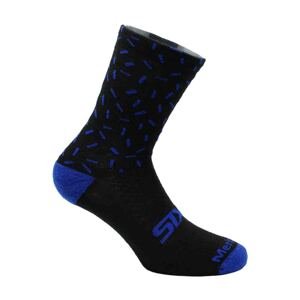 SIX2 Klasszikus kerékpáros zokni - MERINO WOOL - kék/fekete