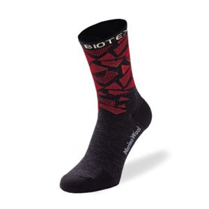 BIOTEX Klasszikus kerékpáros zokni - MERINO - piros/fekete