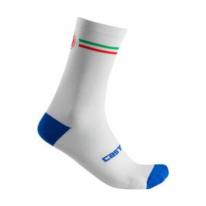 CASTELLI Klasszikus kerékpáros zokni - ITALIA 15 - fehér/világoskék