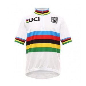 SANTINI Rövid ujjú kerékpáros mez - UCI KIDS - fehér/színes