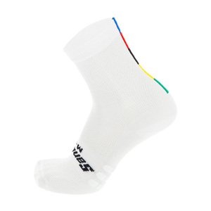 SANTINI Klasszikus kerékpáros zokni - UCI RAINBOW - fehér