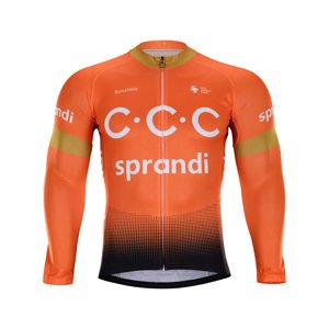 BONAVELO Hosszú ujjú kerékpáros mez - CCC 2020 WINTER - narancssárga/fekete