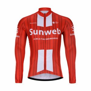 BONAVELO Hosszú ujjú kerékpáros mez - SUNWEB 2020 WINTER - fehér/piros