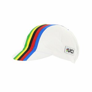 SANTINI Kerékpáros sapka - UCI RAINBOW - szivárványos/fehér