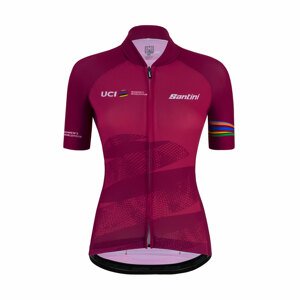 SANTINI Rövid ujjú kerékpáros mez - UCI WORLD ECO LADY - bordó/ciklámen