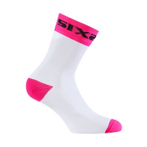 SIX2 Klasszikus kerékpáros zokni - WHITE SHORT - rózsaszín/fehér