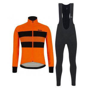 SANTINI Kerékpáros téli kabát és nadrág - COLORE BENGAL WINTER - fekete/narancssárga