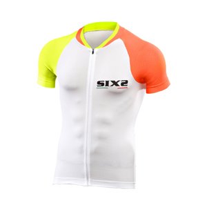 SIX2 Rövid ujjú kerékpáros mez - BIKE3 ULTRALIGHT - narancssárga/fehér/sárga