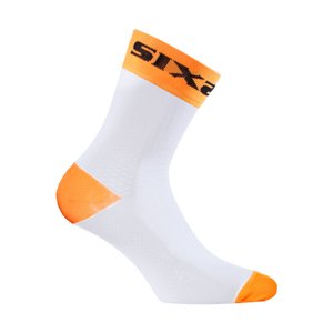 SIX2 Klasszikus kerékpáros zokni - WHITE SHORT - fehér/narancssárga