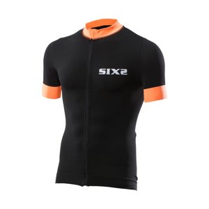 SIX2 Rövid ujjú kerékpáros mez - BIKE3 STRIPES - fekete/narancssárga