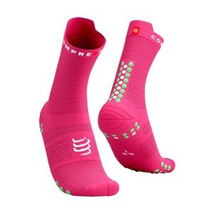 COMPRESSPORT Klasszikus kerékpáros zokni - PRO RACING 4.0 RUN - rózsaszín/zöld