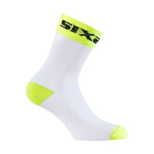 SIX2 Klasszikus kerékpáros zokni - WHITE SHORT - fehér/sárga