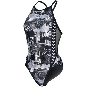 Arena icons swimsuit fast back all over multi/asphalt/black xl - uk38